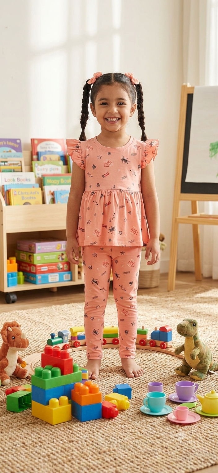 Light Pink peplum co-ord girls set