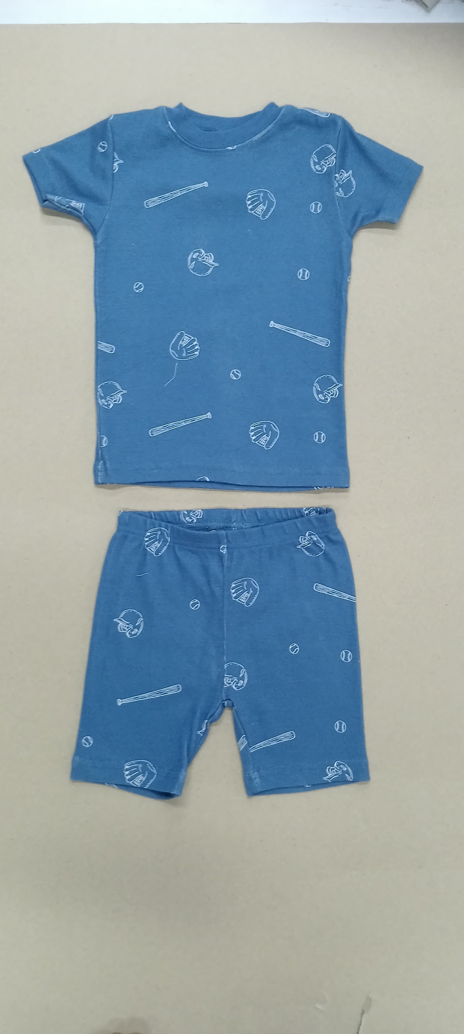 Blue Base   cricket theme print -Baby Shorts Set