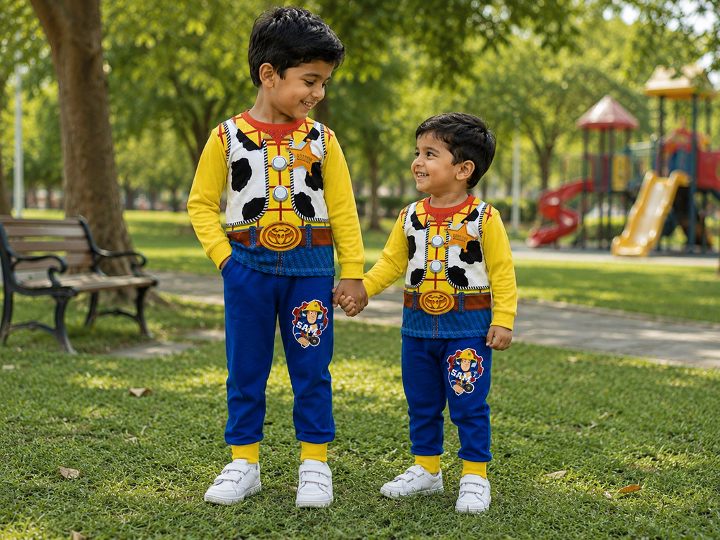 Sunshine Yellow, Royal Blue, White, Red & Black winter Kids Full Sleeve Set