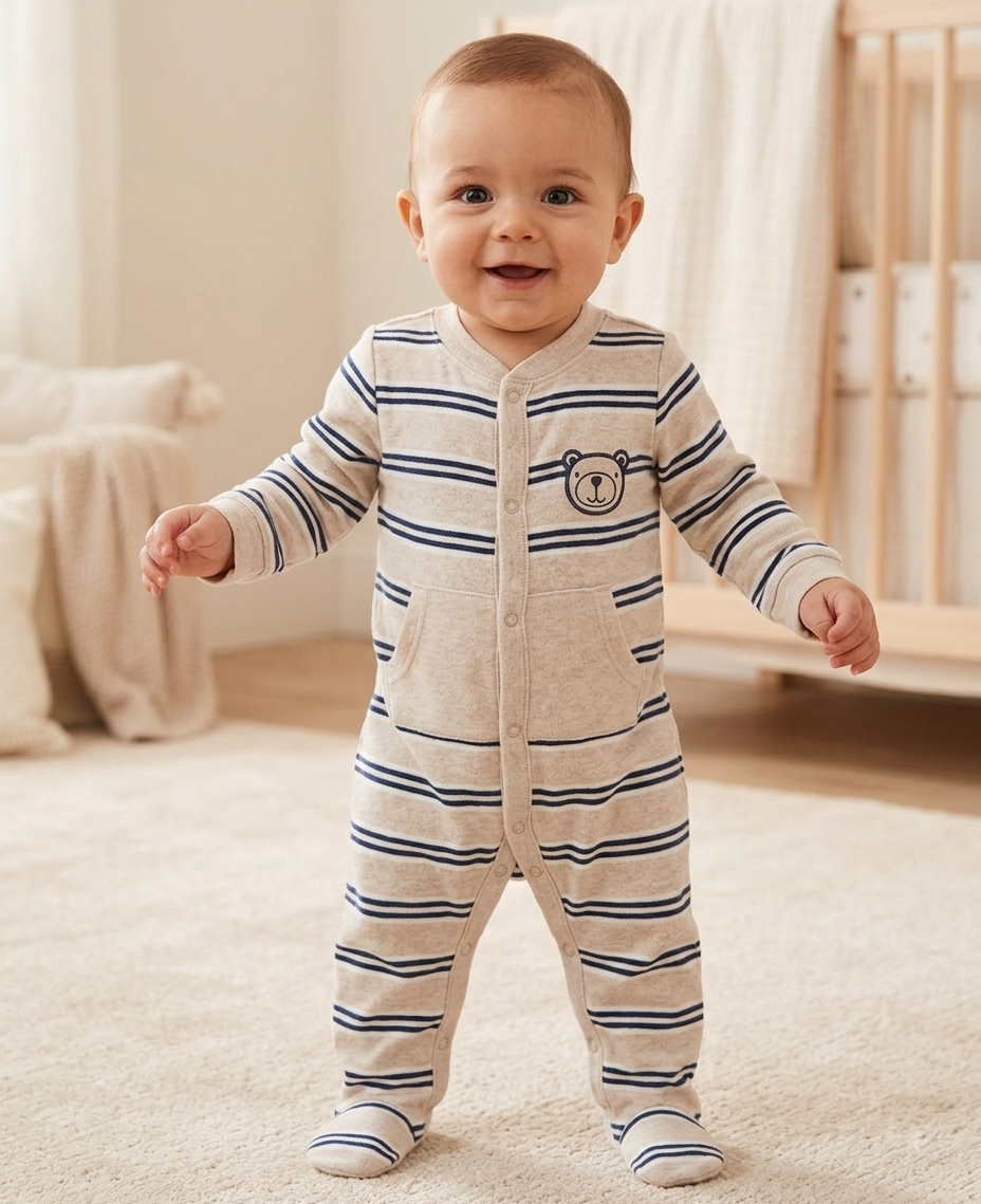 Half white 🐻‍❄️ blue linewith shoe Baby high quality jumpsuit
