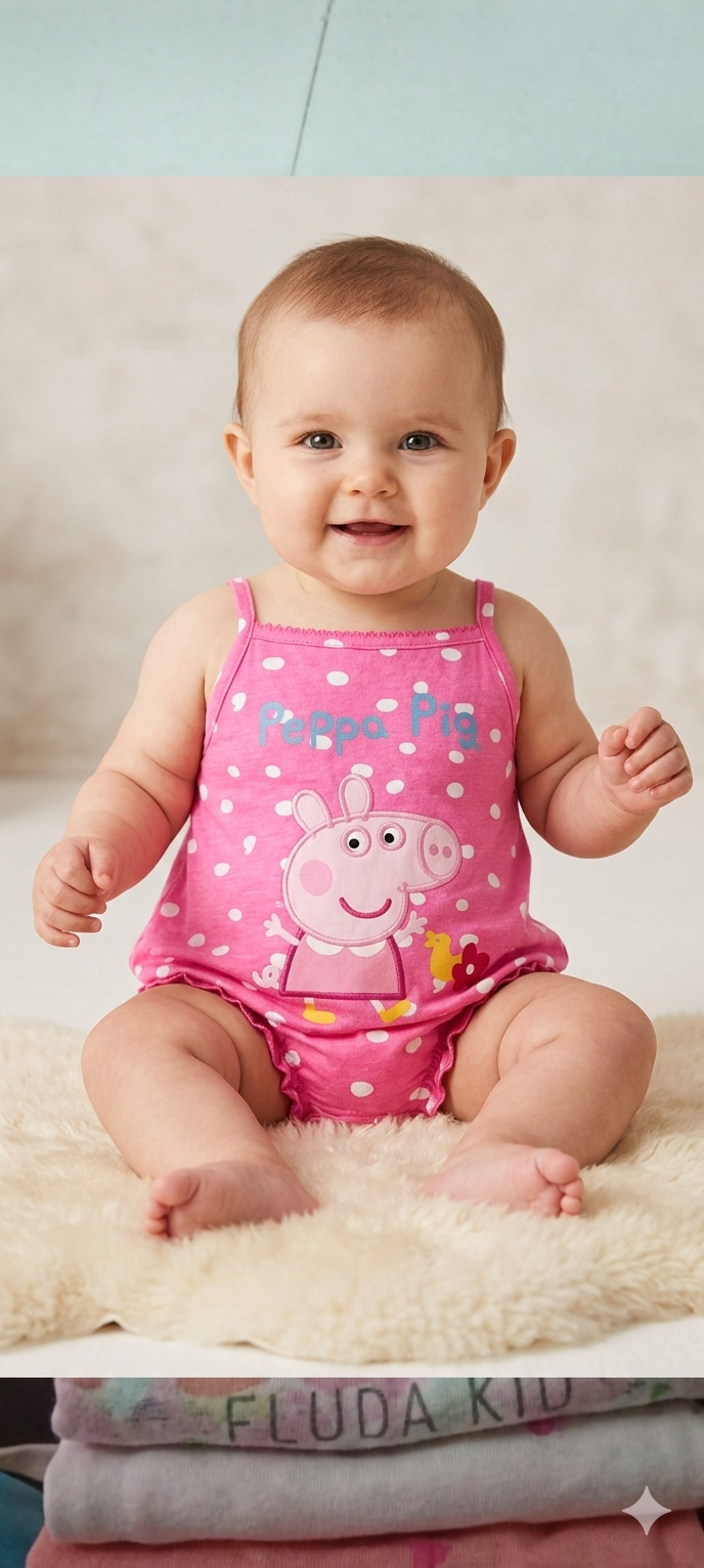 Pink base Peppa pig- Baby Romper