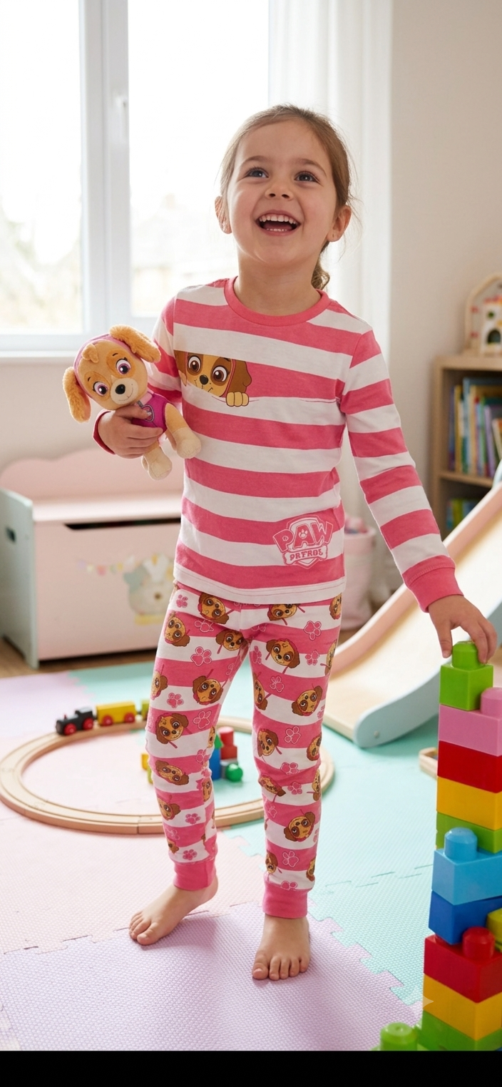 Pink with stripes and PAW PATROL 🐕-Full Sleeve Pajama Set