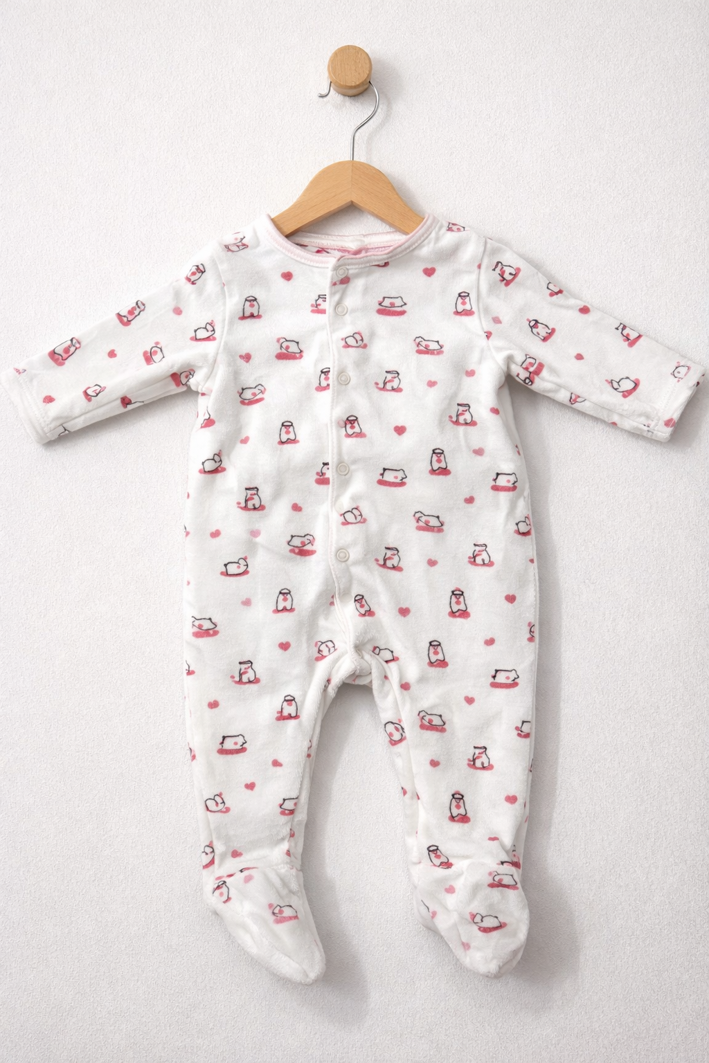 White with bunny prints-Baby full Jumpsuit