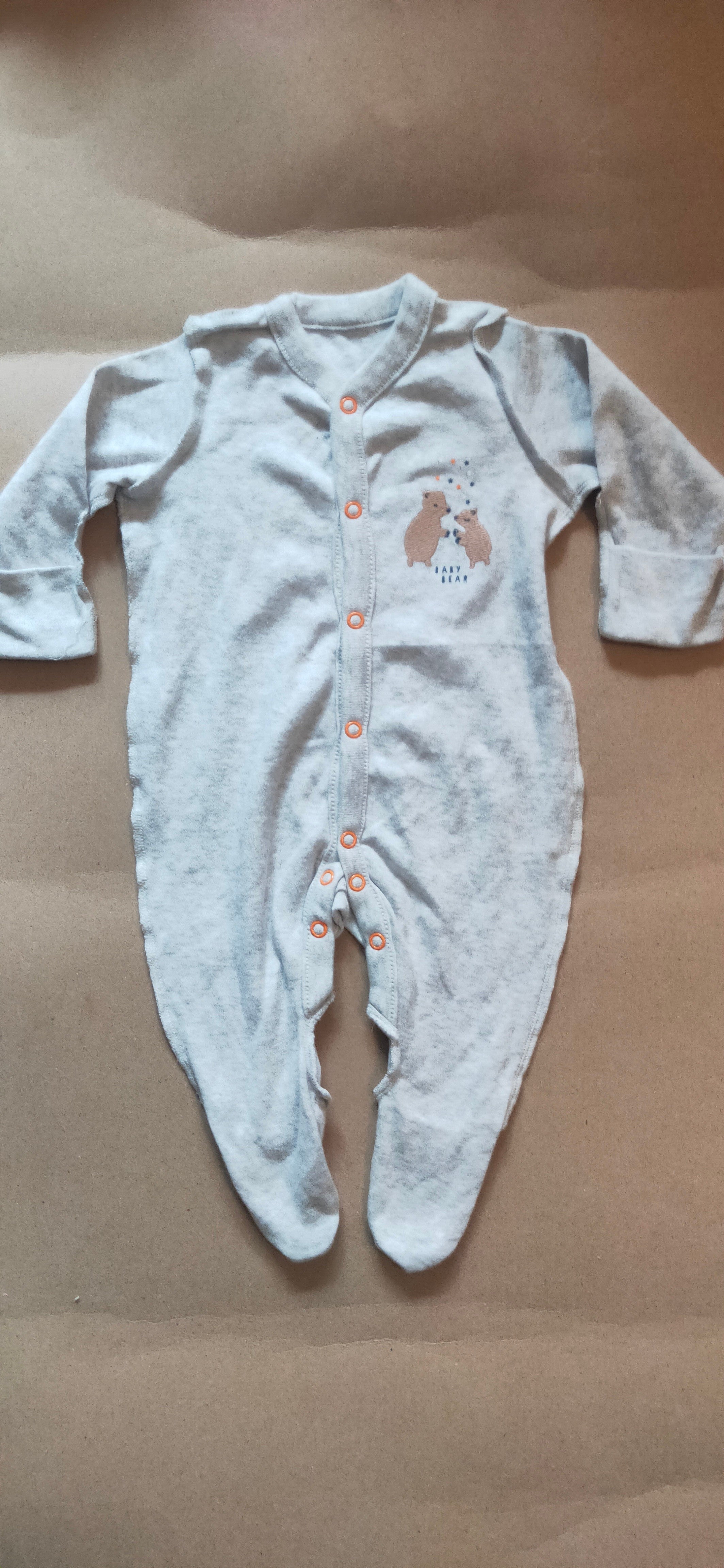 Half grey baby bear 🐻( snap button )Baby High quality jumpsuit