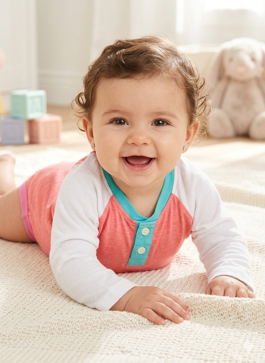 Soft Orange with white Full sleeve -Baby Romper