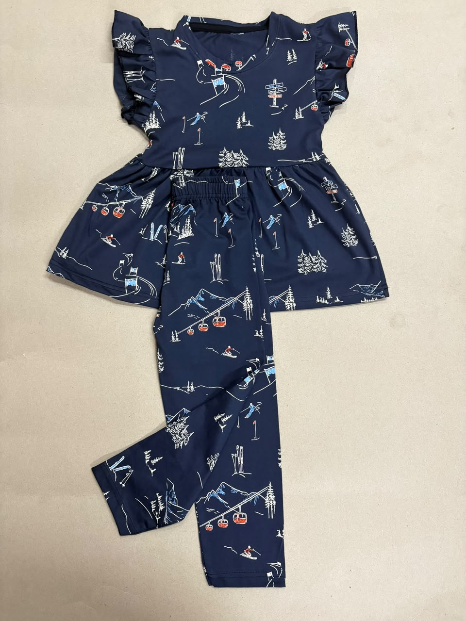 Navy blue ski themed -Peplum Girls set