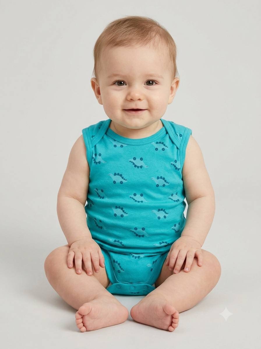Green  dinosaurs 🦕 Sleeveless Baby romber