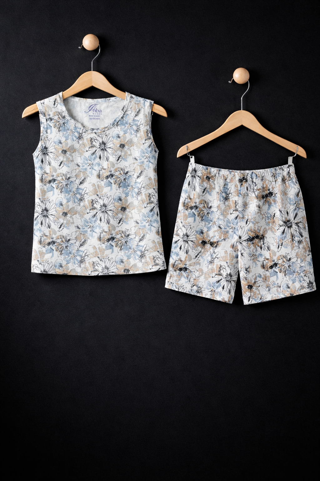 White floral-Sleeveless co-ords