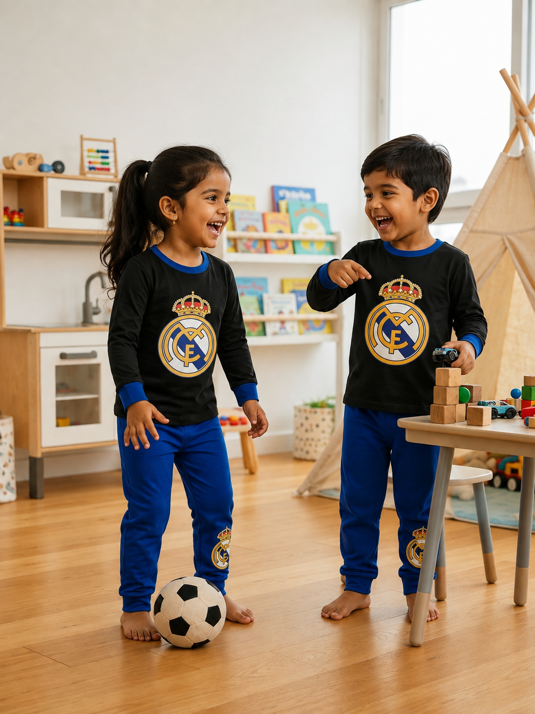Black with Blue👑-Kids Full Sleeve Set