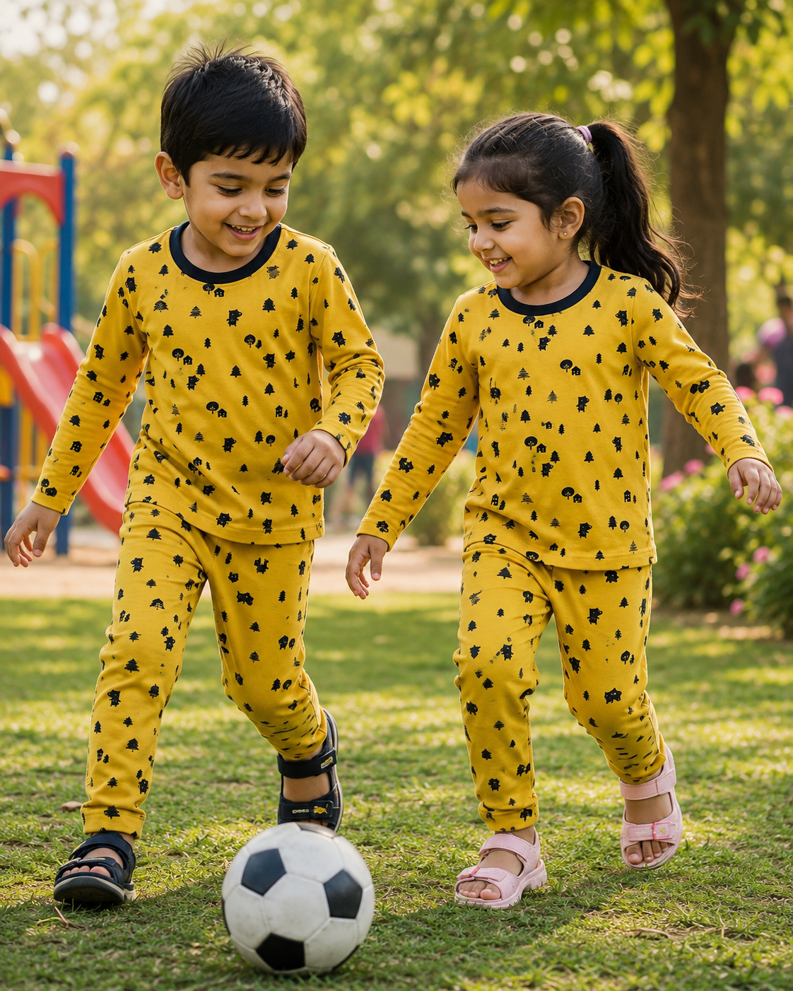 Mustard Yellow with black tree 🌲-Premium winter wear LoopKnit