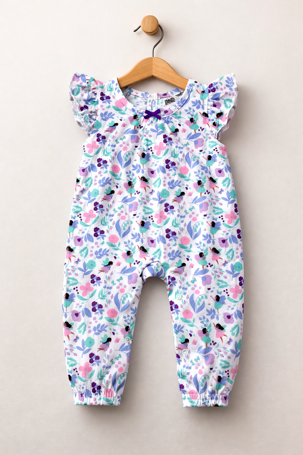 White with multi floral- Baby Jumpsuit