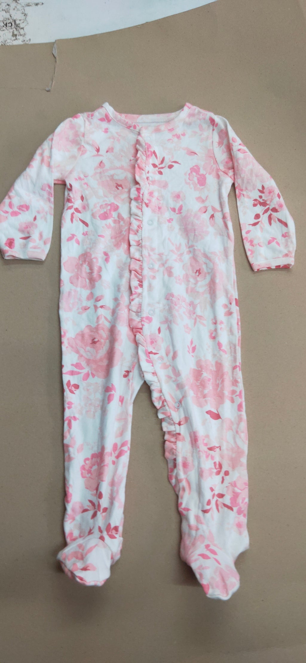 Light pink leaf 🌿 with shoe (snap button)- Baby high quality jumpsuit