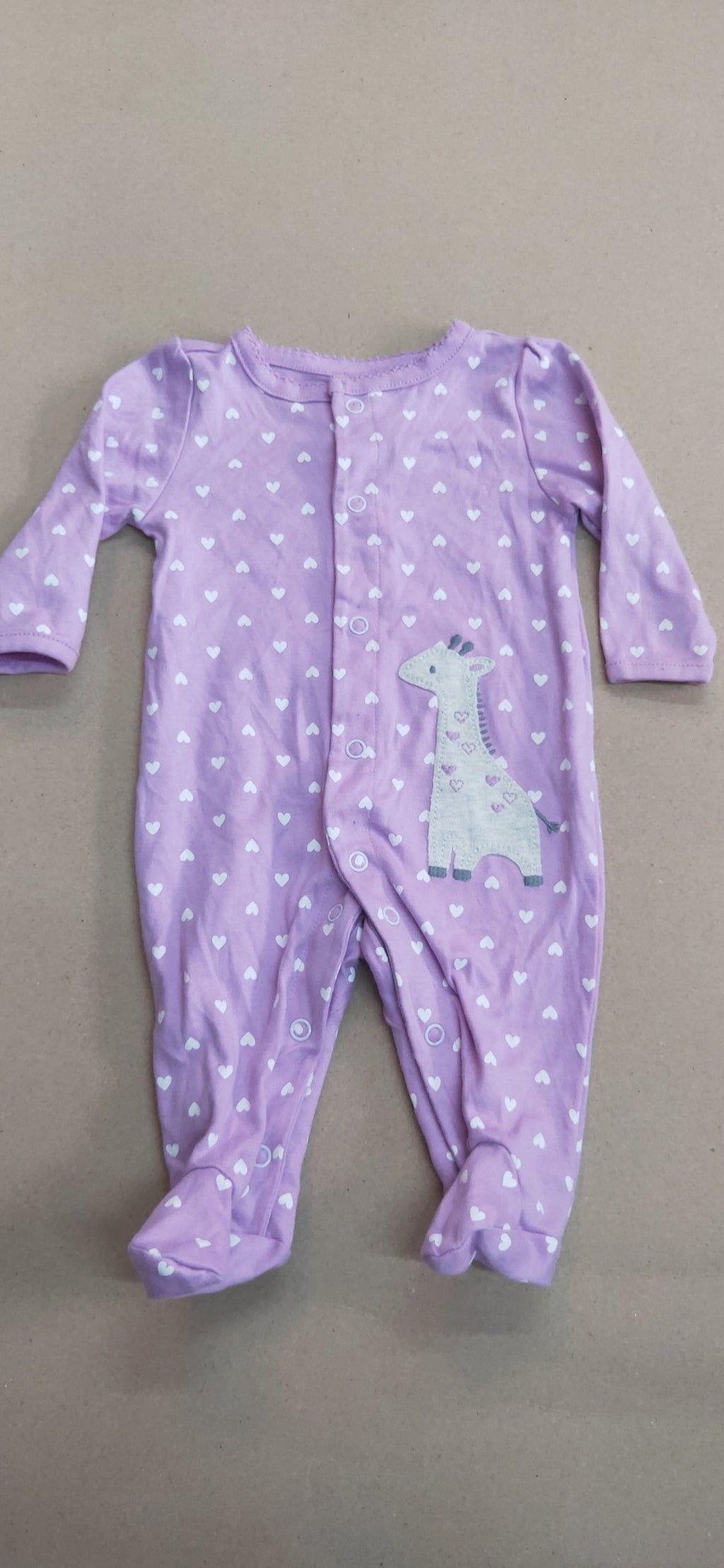 Purple with white heart 🤍 🦒with shoe (snap button)- Baby high quality jumpsuit