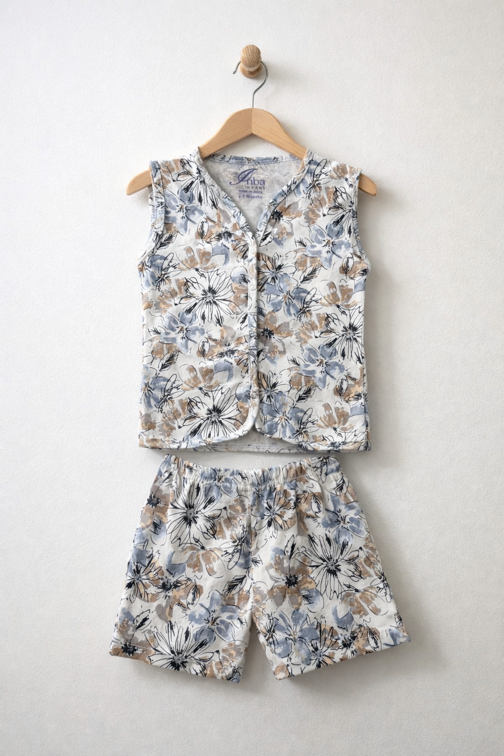 Floral -Sleeveless Jabla shorts set