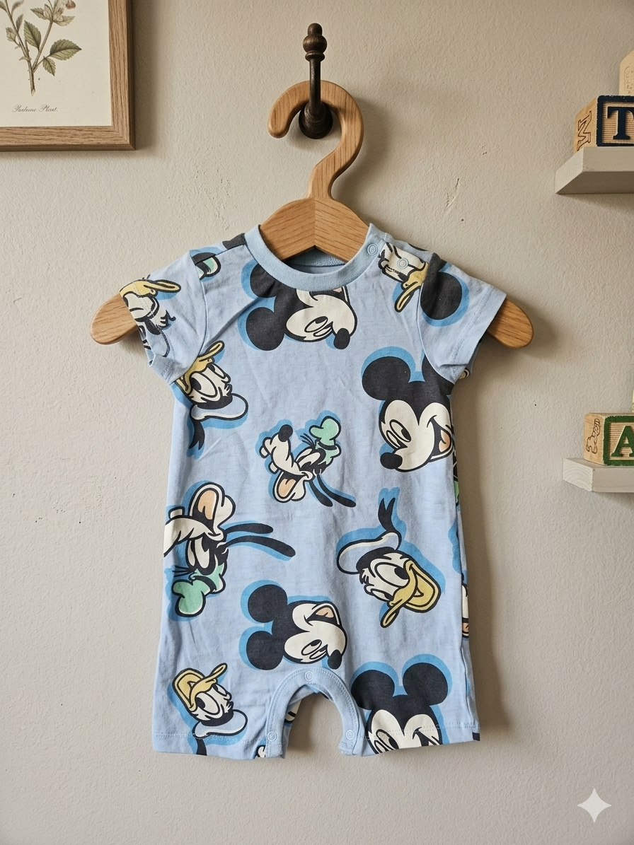Blue mickey & duck- Baby half Jumpsuits