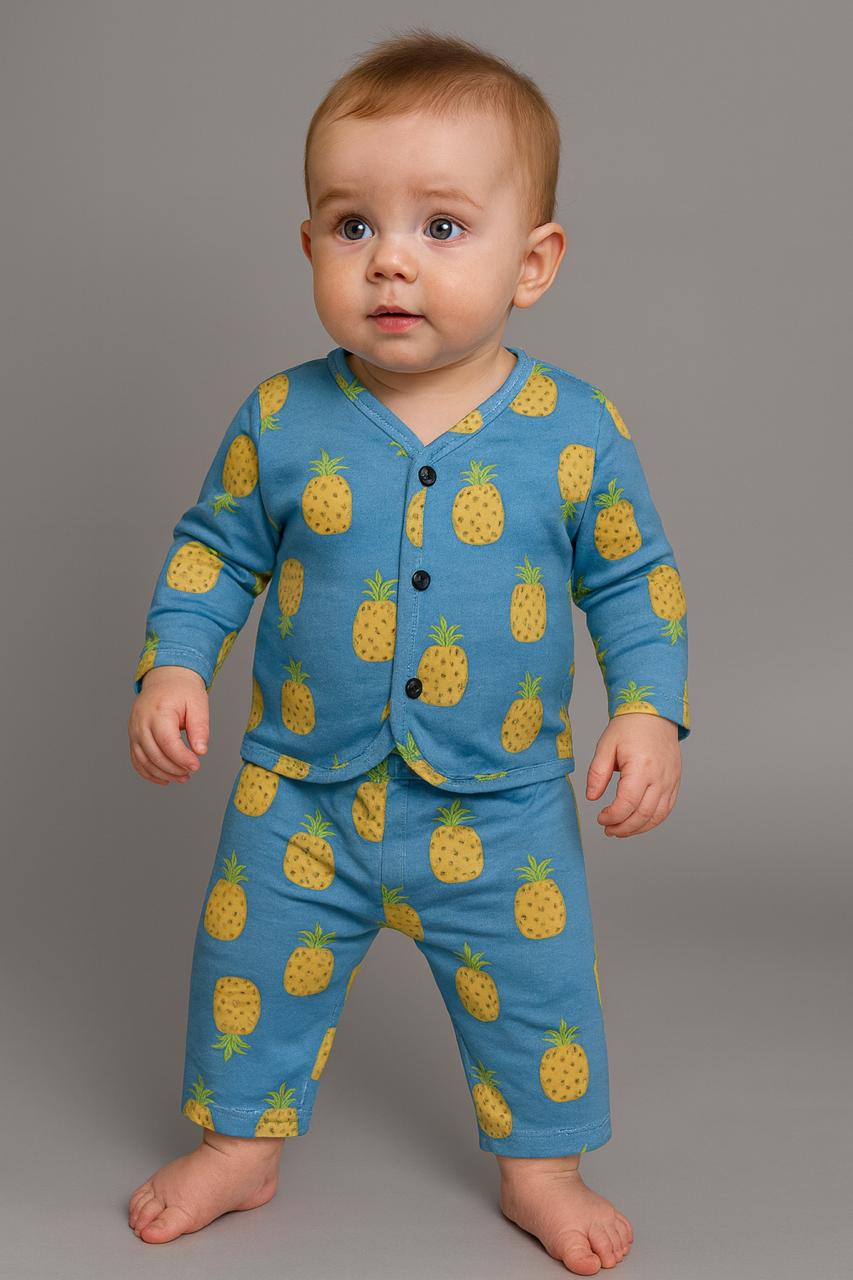 Bright blue jabla set bursting with cute yellow pineapples