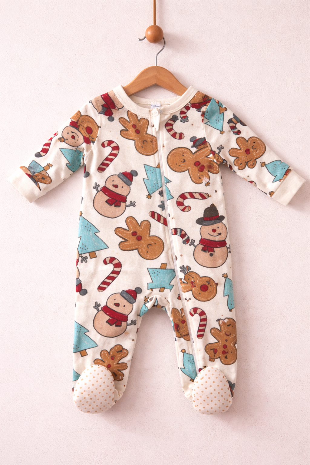 Cream / off-white base
🤎 Brown gingerbread & reindeer designs
- Baby Jumpsuit