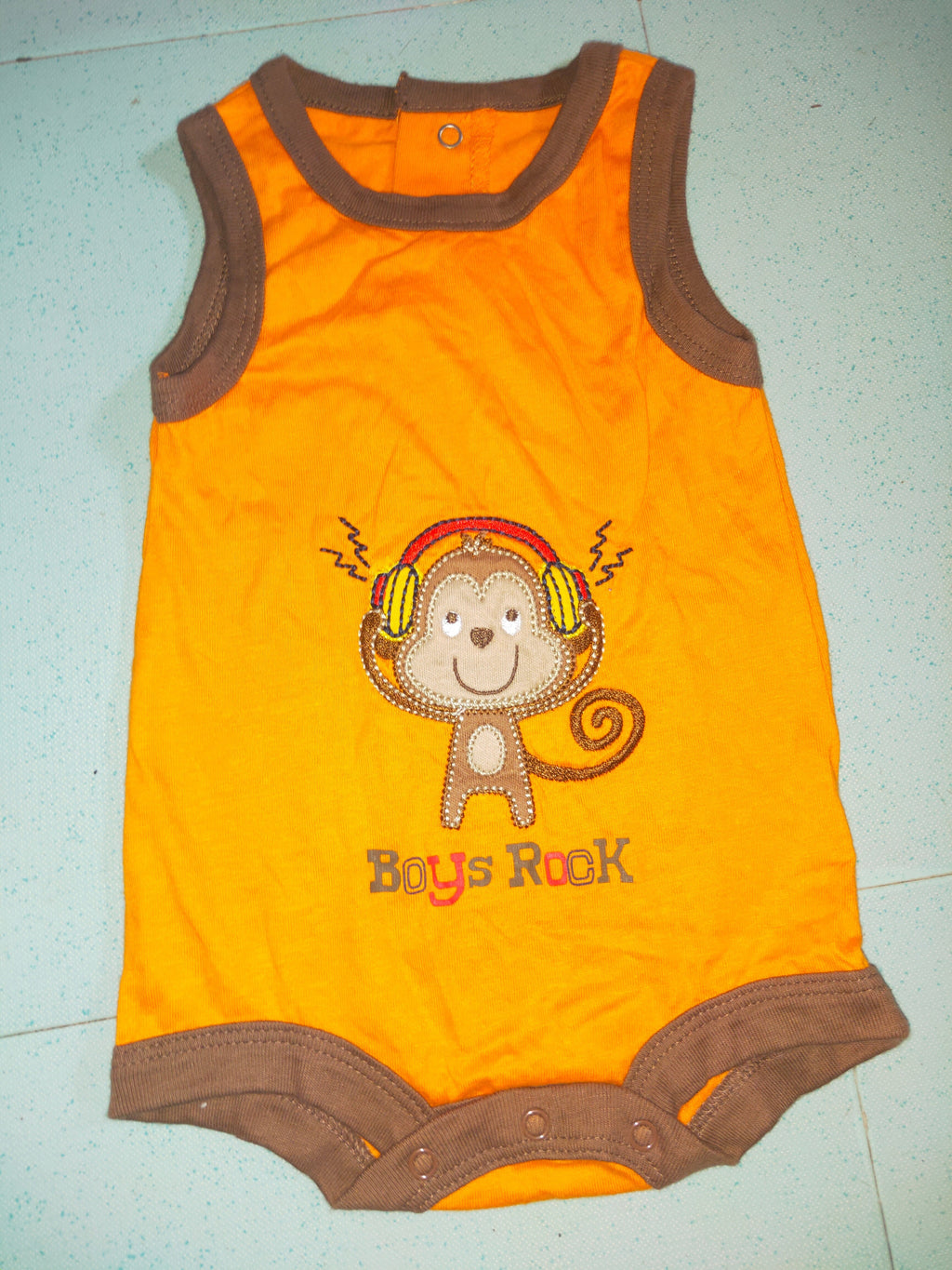 Orange with monkey 🐒-Baby Romper
