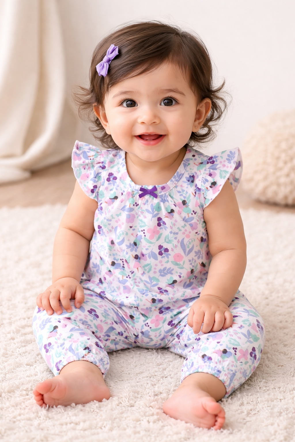 White with multi floral- Baby Jumpsuit