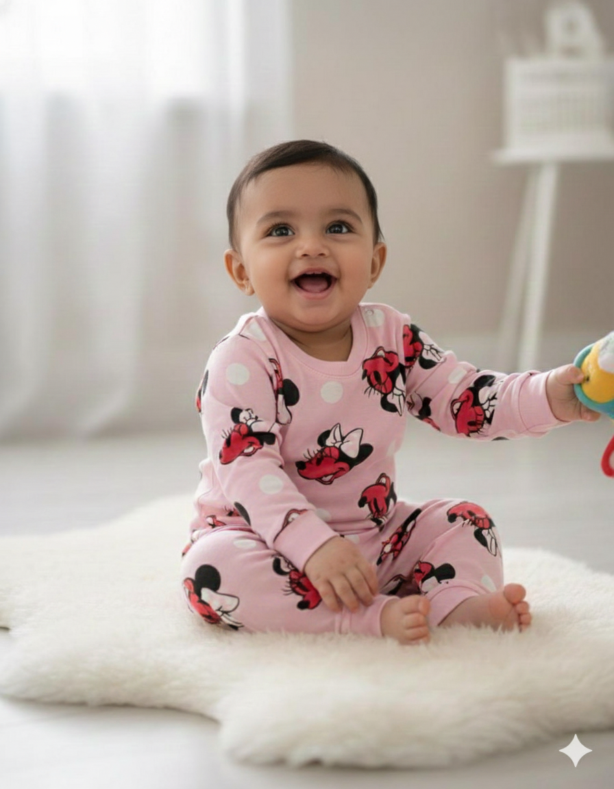 pink cartoon-printed jabla set