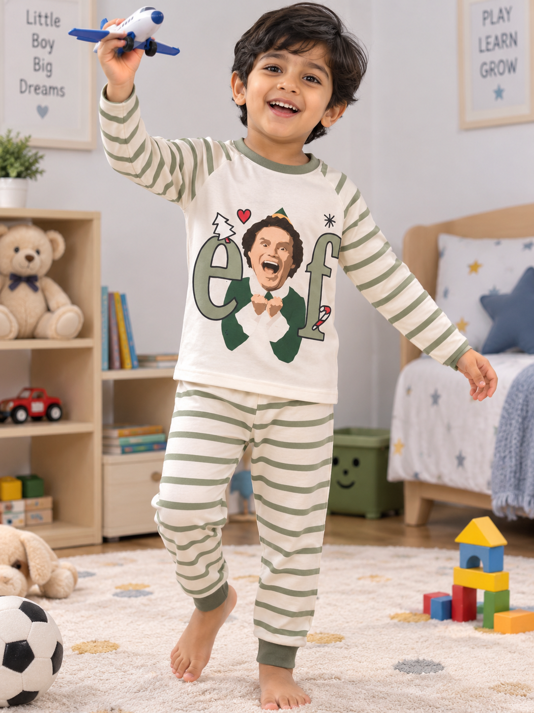 White base  strips -Full Sleeve Pajama Set