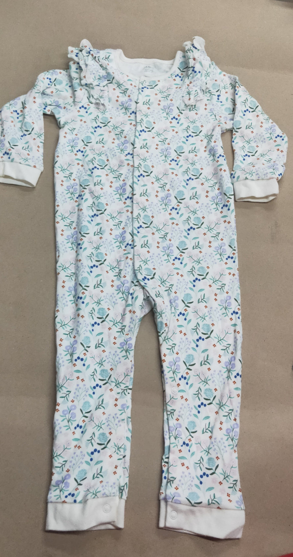 White flower s print-Baby high quality jumpsuit