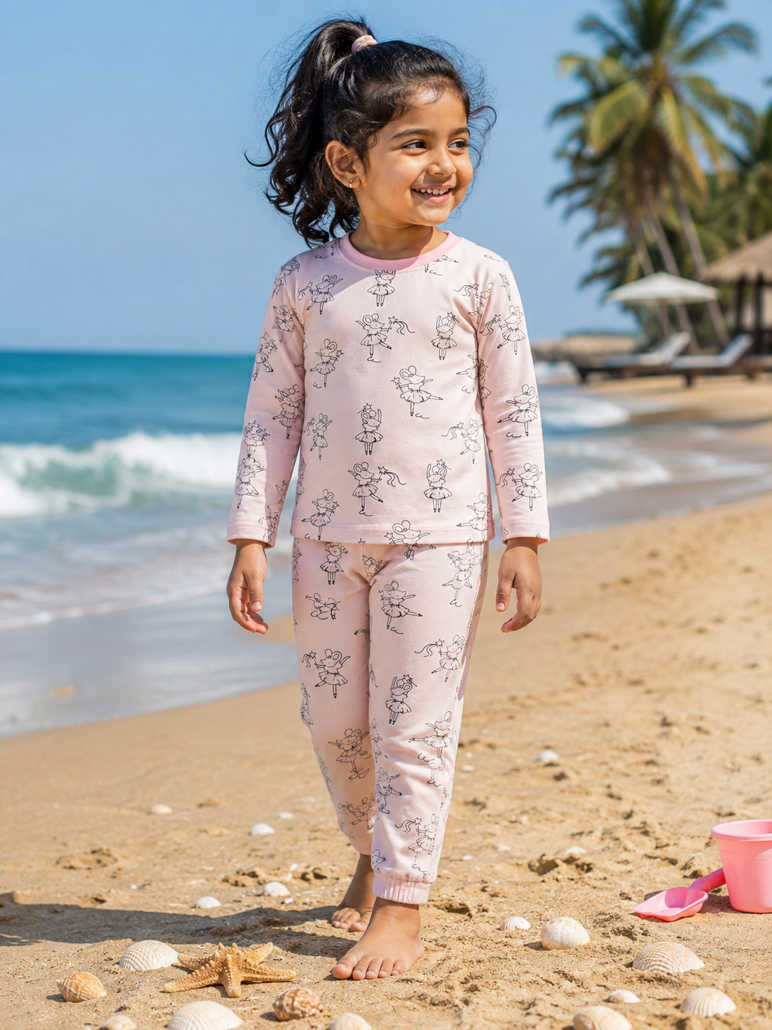 Pink with Grey Mouse Prints- Premium winter wear