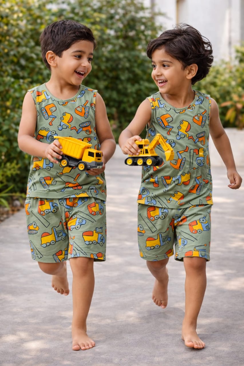 Green vehicle print - Sleeveless co-ords