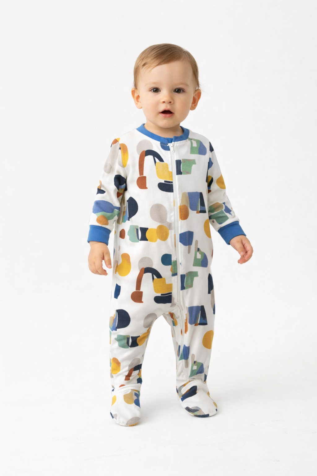 White multicolor printed  🚜 - Baby Jumpsuit