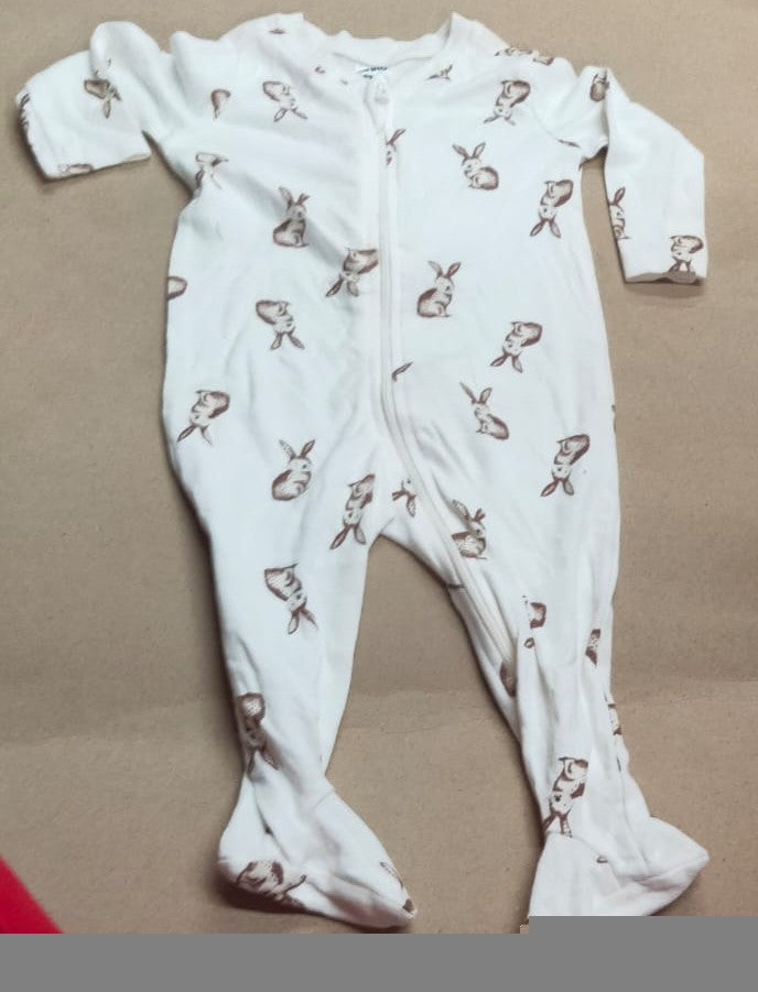 White & brown little rabbit-Baby High quality jumpsuit
