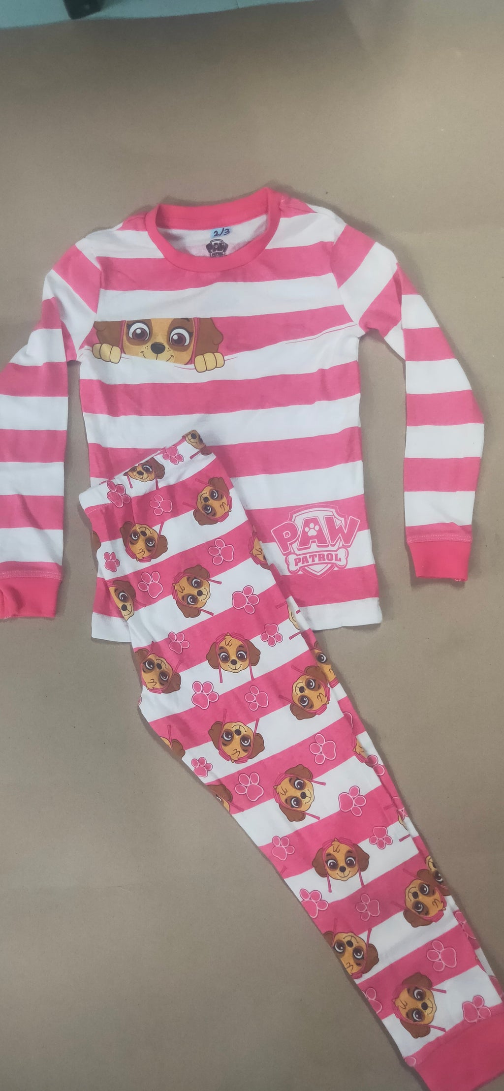 Pink with stripes and PAW PATROL 🐕-Full Sleeve Pajama Set