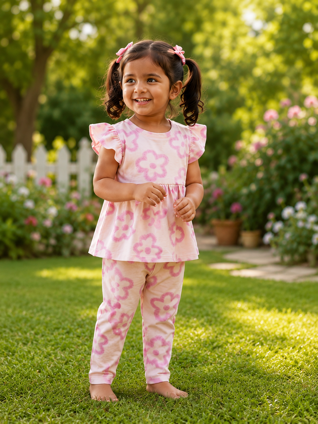 Pink and white floral -Girls set